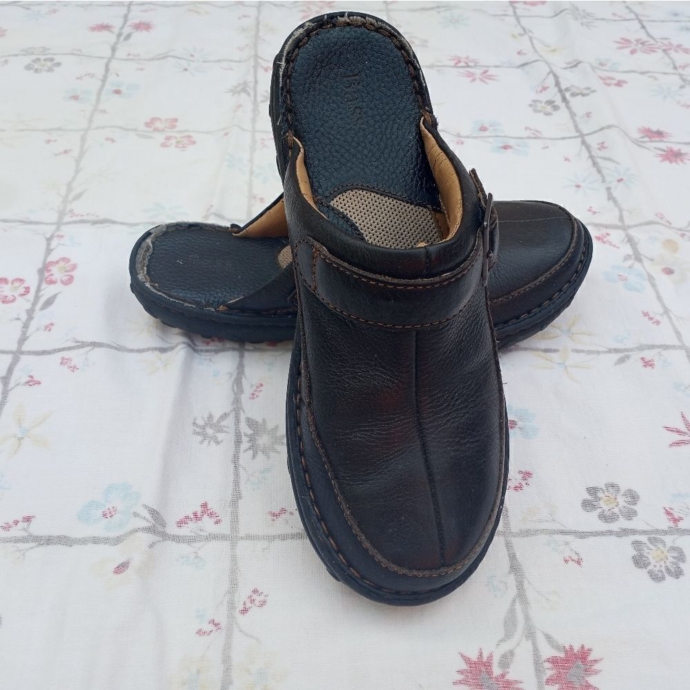 Bass Black Slip On Leather Upper Man Made Material